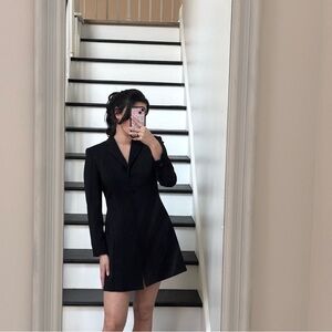 Reformation Black Long Sleeve Mini Blazer Dress